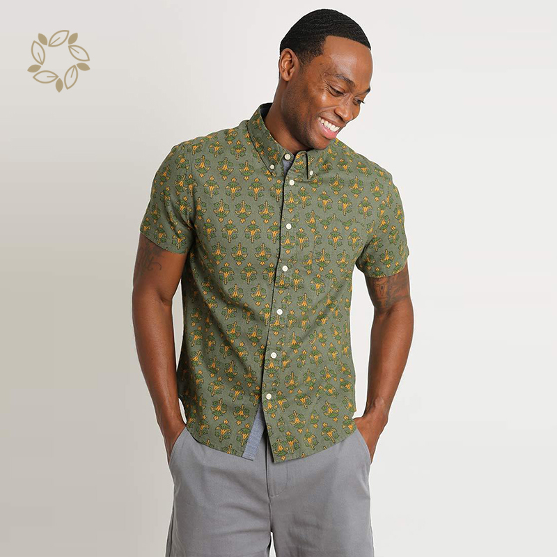 Organic cotton shirts for men print men's flower shirt sustainable Hawaiian shirt short sleeve camisas eco friendly