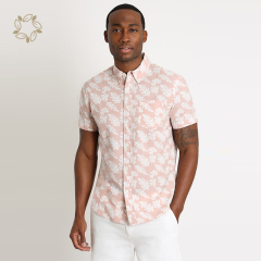 Print shirts for men organic cotton men wear hawaiian beach shirt eco friendly camisas short sleeve men's flower shirt