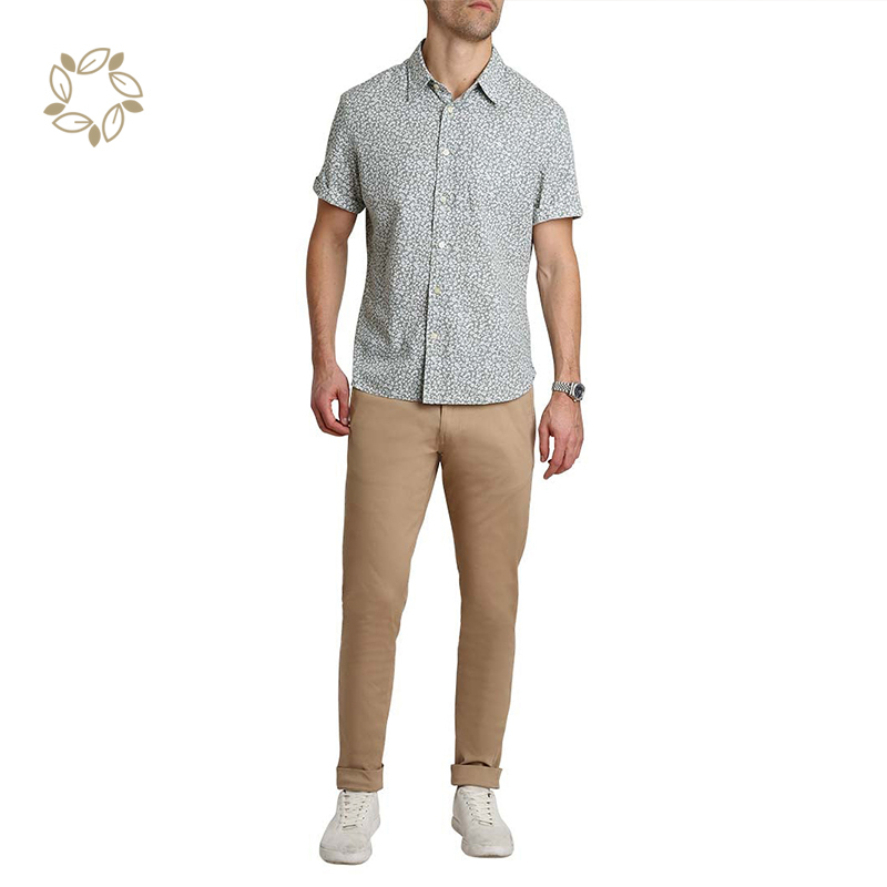 Linen shirts for men organic cotton men's flower shirt sustainable men wear hawaiian beach shirt short sleeve camisas