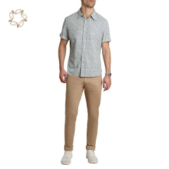 Linen shirts for men organic cotton men's flower shirt sustainable men wear hawaiian beach shirt short sleeve camisas