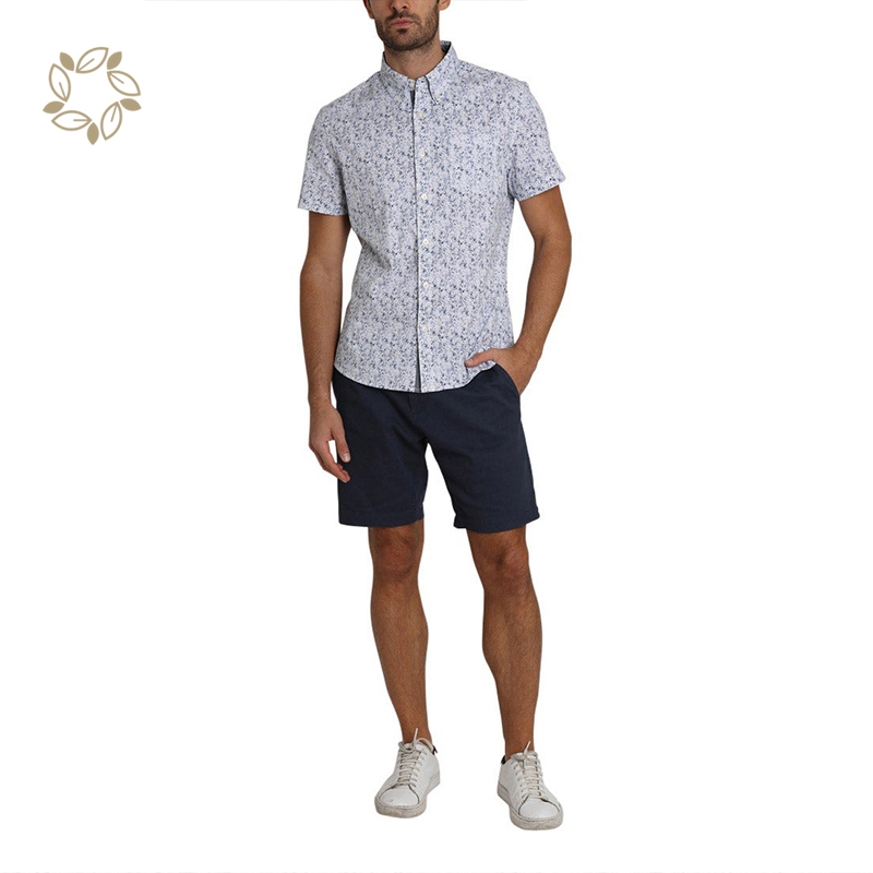 Organic cotton shirts for men print men's flower shirt sustainable Hawaiian shirt short sleeve camisas eco friendly