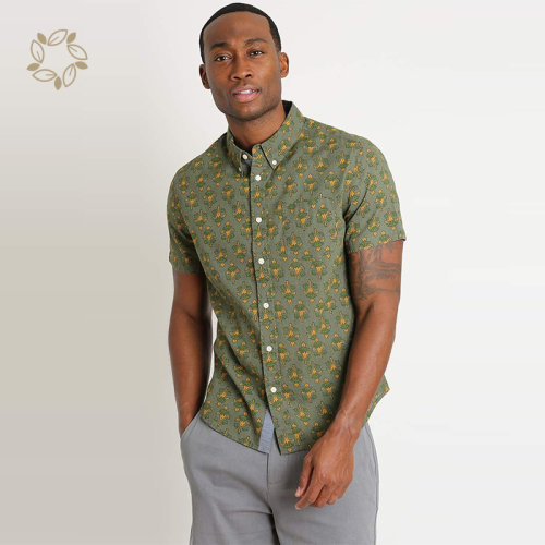 Organic cotton shirts for men print men's flower shirt sustainable Hawaiian shirt short sleeve camisas eco friendly