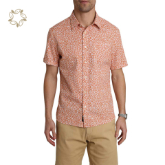 Linen shirts for men organic cotton men's flower shirt sustainable men wear hawaiian beach shirt short sleeve camisas