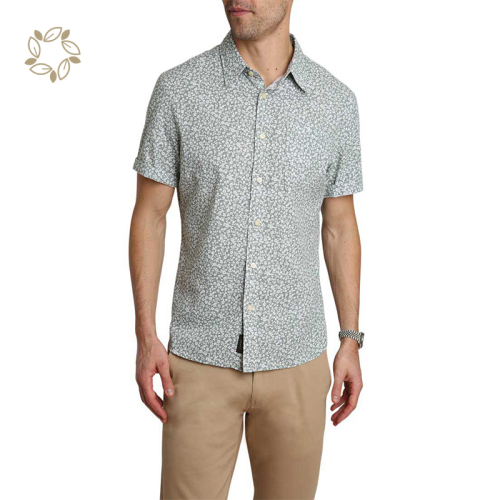 Linen shirts for men organic cotton men's flower shirt sustainable men wear hawaiian beach shirt short sleeve camisas
