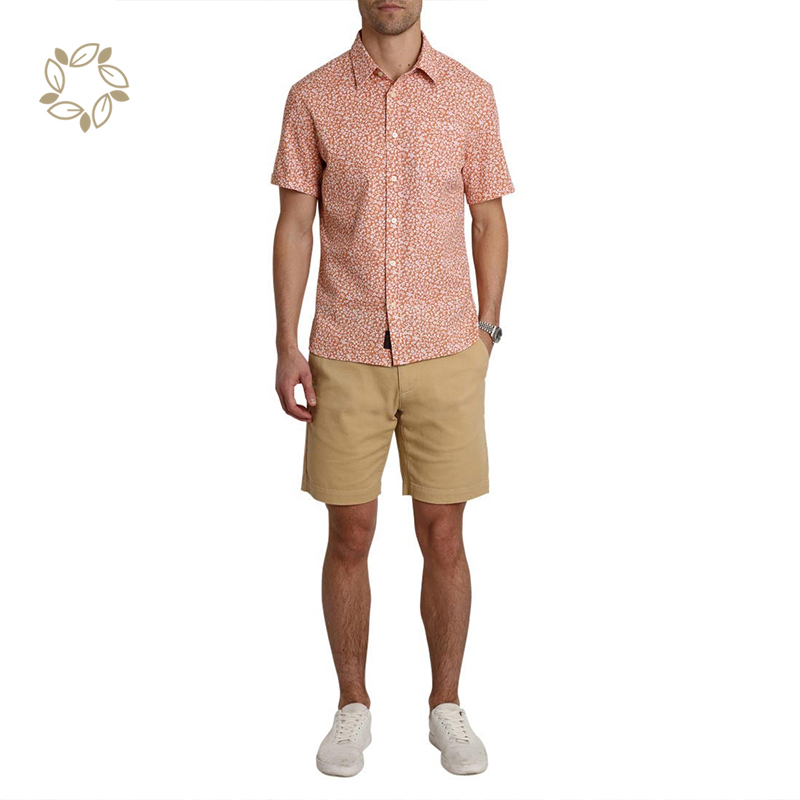 Linen shirts for men organic cotton men's flower shirt sustainable men wear hawaiian beach shirt short sleeve camisas