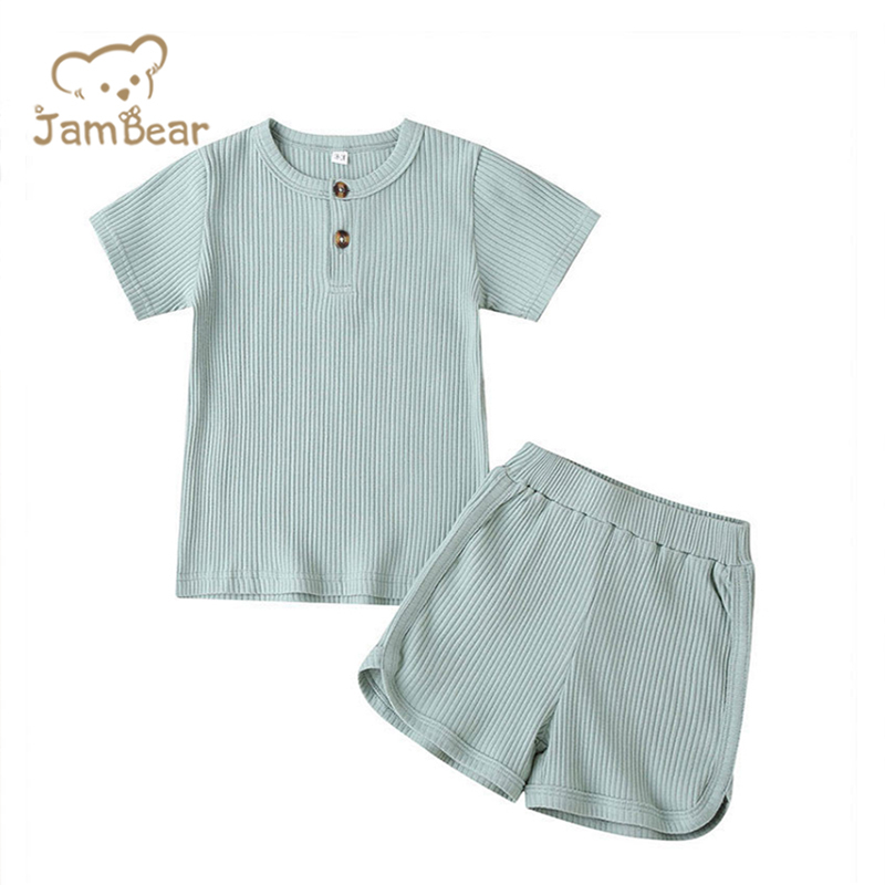 JamBear summer baby boy pyjama Organic cotton kids Pajamas Set ribbed summer infants Loungewear bamboo eco-friendly pijamas baby