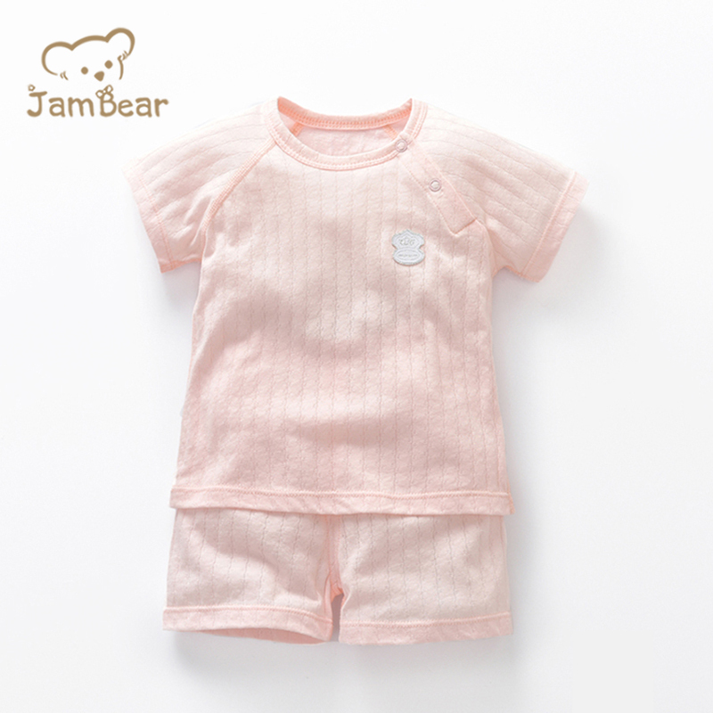 JamBear Organic Baby short sleeve shorts Summer clothes Baby Organic Cotton Pajamas Set Thin newborn underwear set