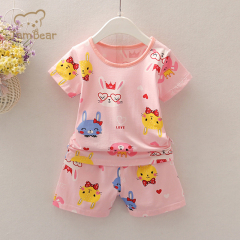 JamBear Organic Baby Organic cotton Pajamas Set Baby short sleeve shorts Summer clothes Thin newborn underwear set