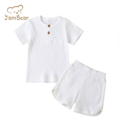 JamBear summer baby boy pyjama Organic cotton kids Pajamas Set ribbed summer infants Loungewear bamboo eco-friendly pijamas baby