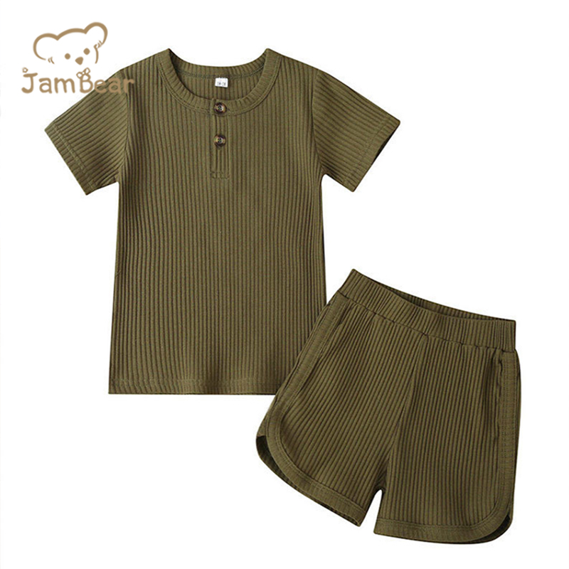JamBear summer baby boy pyjama Organic cotton kids Pajamas Set ribbed summer infants Loungewear bamboo eco-friendly pijamas baby