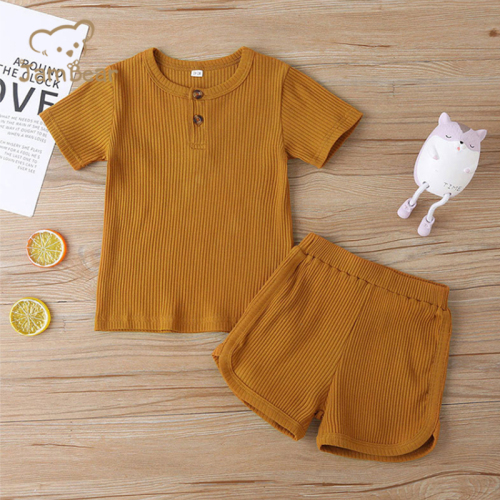 JamBear summer baby boy pyjama Organic cotton kids Pajamas Set ribbed summer infants Loungewear bamboo eco-friendly pijamas baby