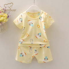 JamBear Organic Baby Organic cotton Pajamas Set Baby short sleeve shorts Summer clothes Thin newborn underwear set
