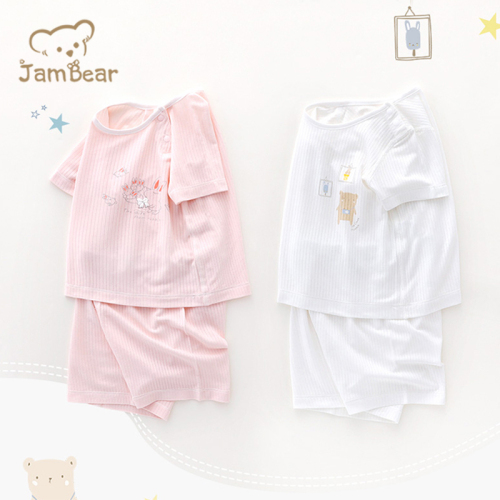 JamBear Organic summer underwear set Summer baby girl short sleeve shorts suit Organic cotton baby pajamas set