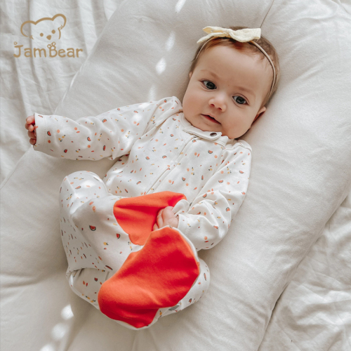 JamBear Organic Baby rompers Organic cotton Footless Romper Long Sleeve Organic Baby Clothes One Piece Zipper Jumpsuit