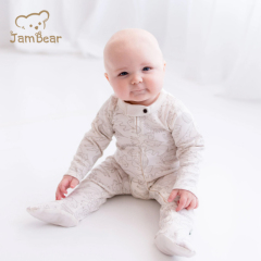 JamBear Organic Baby rompers Organic cotton Footless Romper Long Sleeve Organic Baby Clothes One Piece Zipper Jumpsuit