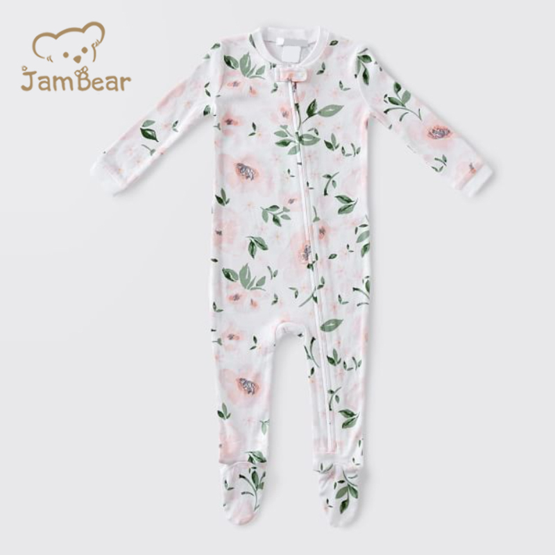 Jambear Baby girls Rompers toddler boy clothes rompers Organic cotton toddler jumpsuit zipper footie oneise