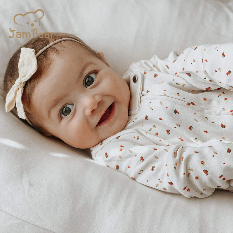 JamBear Organic Baby rompers Organic cotton Footless Romper Long Sleeve Organic Baby Clothes One Piece Zipper Jumpsuit