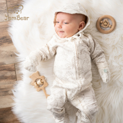 JamBear Organic Baby rompers Organic cotton Footless Romper Long Sleeve Organic Baby Clothes One Piece Zipper Jumpsuit