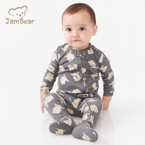 JamBear organic cotton zipper baby footie toddler onsie sleepsuit baby onesie toddler romper jumpsuit football baby romper