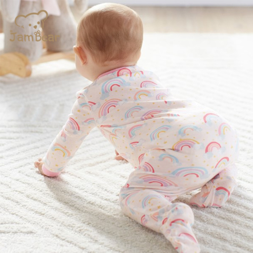 Jambear Baby girls Rompers toddler boy clothes rompers Organic cotton toddler jumpsuit zipper footie oneise