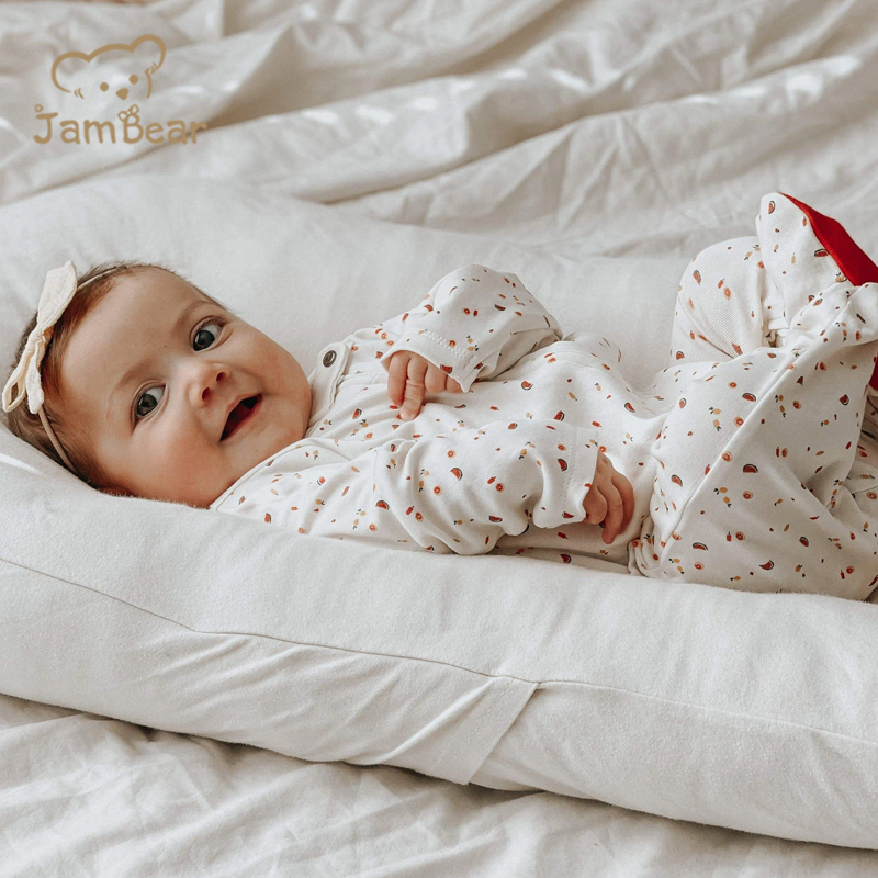 JamBear Organic Baby rompers Organic cotton Footless Romper Long Sleeve Organic Baby Clothes One Piece Zipper Jumpsuit