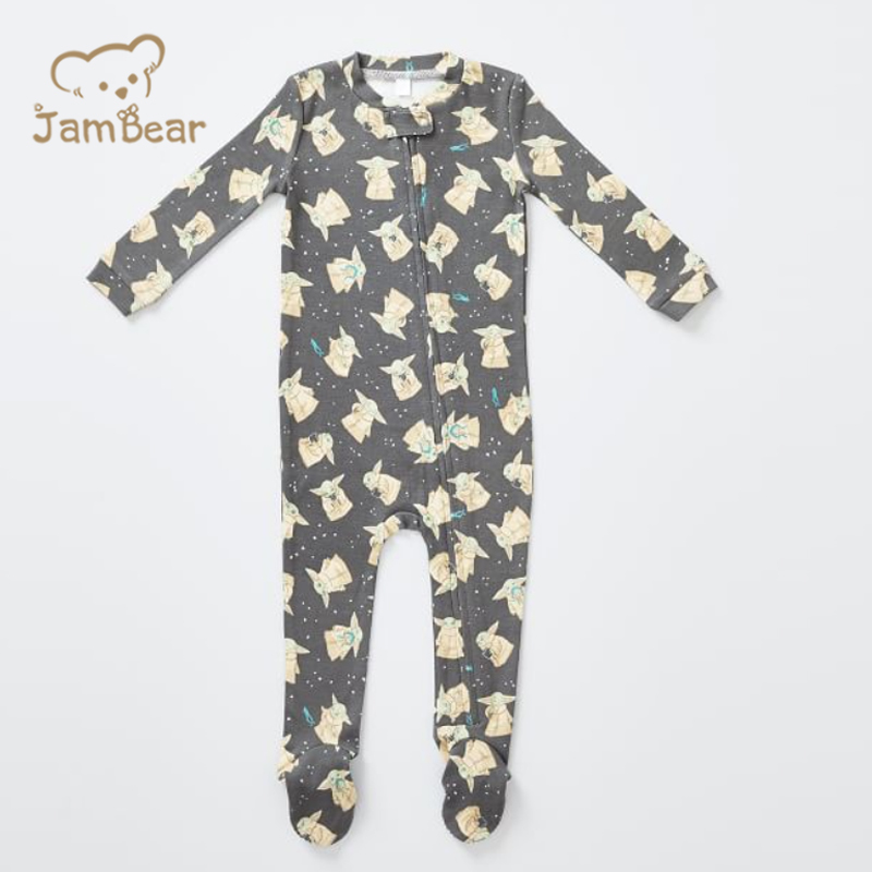 JamBear organic cotton zipper baby footie toddler onsie sleepsuit baby onesie toddler romper jumpsuit football baby romper