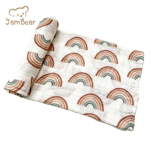 Print baby muslin wrap blankets organic cotton Infant Swaddle Blankets sustainable muslin blanket eco friendly