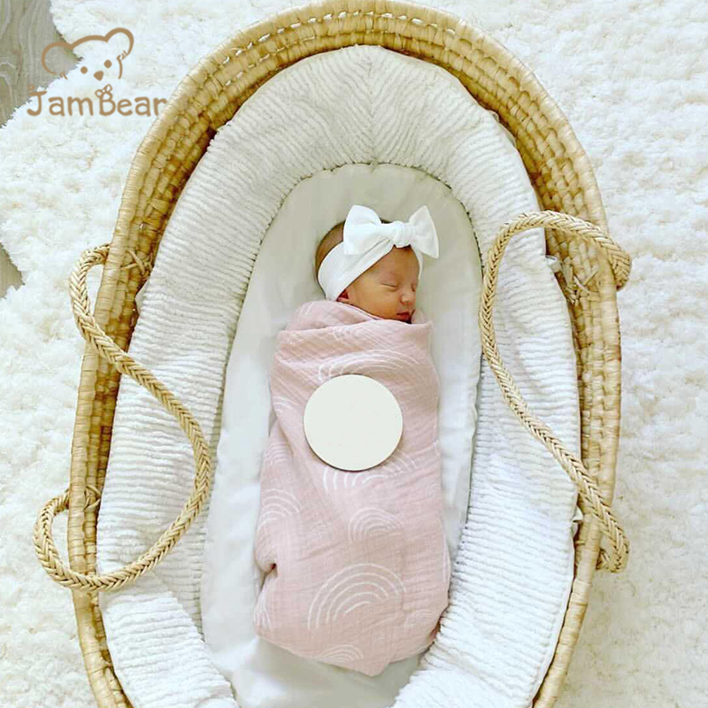 Print baby muslin wrap blankets organic cotton Infant Swaddle Blankets sustainable muslin blanket eco friendly