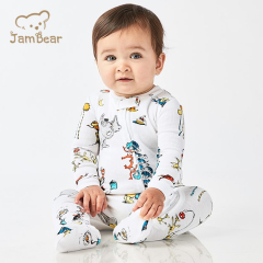 JamBear organic baby rompers organic cotton baby romper christmas kids fleece footed cotton footed zip romper