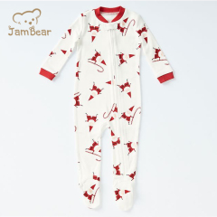 JamBear organic baby rompers organic cotton baby romper christmas kids fleece footed cotton footed zip romper
