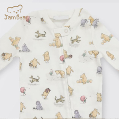 Jambear Baby girls Rompers Organic cotton toddler jumpsuit rib zipper footie oneise Zipper Sleeper baby fleece onesie sleepsuits