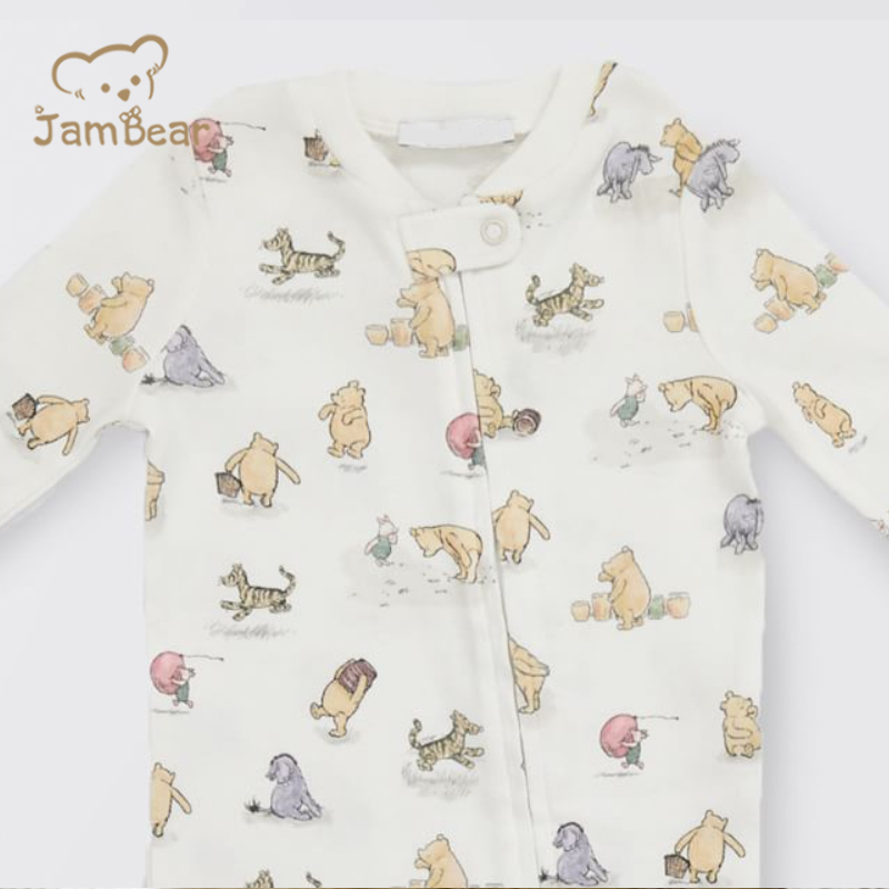 Jambear Baby girls Rompers Organic cotton toddler jumpsuit rib zipper footie oneise Zipper Sleeper baby fleece onesie sleepsuits