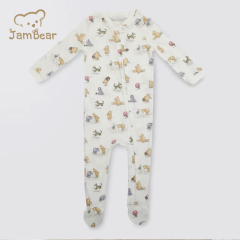 Jambear Baby girls Rompers Organic cotton toddler jumpsuit rib zipper footie oneise Zipper Sleeper baby fleece onesie sleepsuits