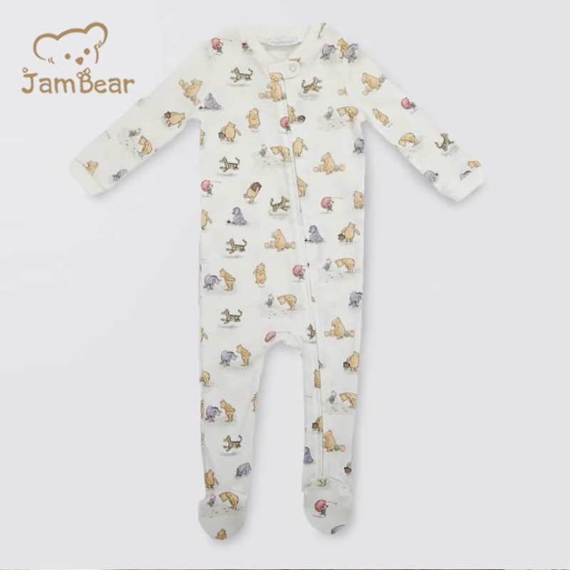 Jambear Baby girls Rompers Organic cotton toddler jumpsuit rib zipper footie oneise Zipper Sleeper baby fleece onesie sleepsuits