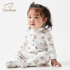 Jambear Baby girls Rompers Organic cotton toddler jumpsuit rib zipper footie oneise Zipper Sleeper baby fleece onesie sleepsuits