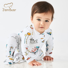 JamBear organic baby rompers organic cotton baby romper christmas kids fleece footed cotton footed zip romper