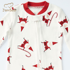 JamBear organic baby rompers organic cotton baby romper christmas kids fleece footed cotton footed zip romper