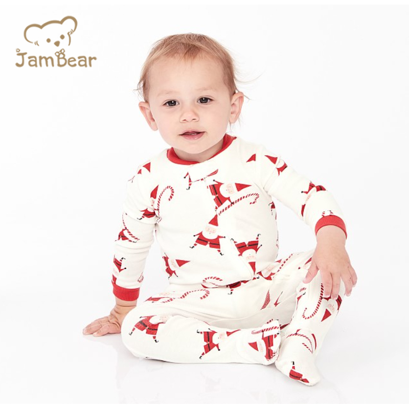 JamBear organic baby rompers organic cotton baby romper christmas kids fleece footed cotton footed zip romper
