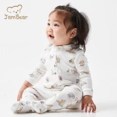Jambear Baby girls Rompers Organic cotton toddler jumpsuit rib zipper footie oneise Zipper Sleeper baby fleece onesie sleepsuits