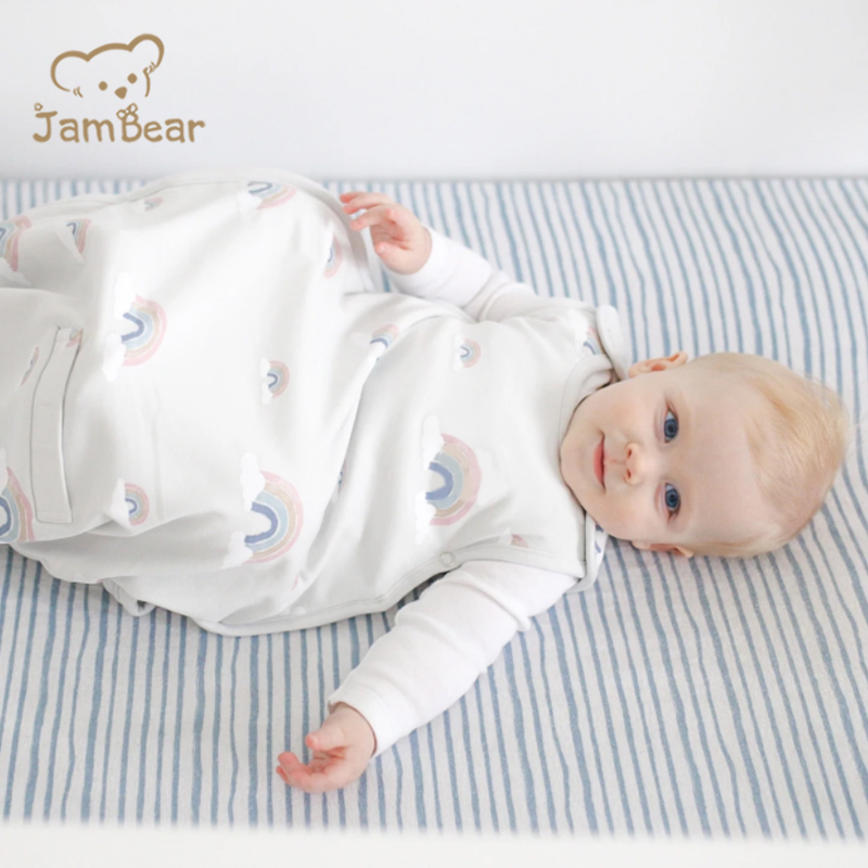 Jambear Organic cotton newborn sleep bag baby vest sleeping bag with arms baby sleeveless baby sleeping sack