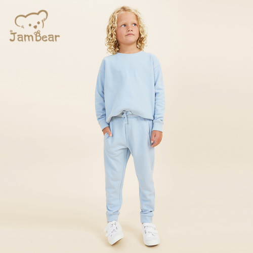Sustainable children sweatshirt and jogger pant 100% organic cotton terry kids sweat and pant eco friendly kids jogger set