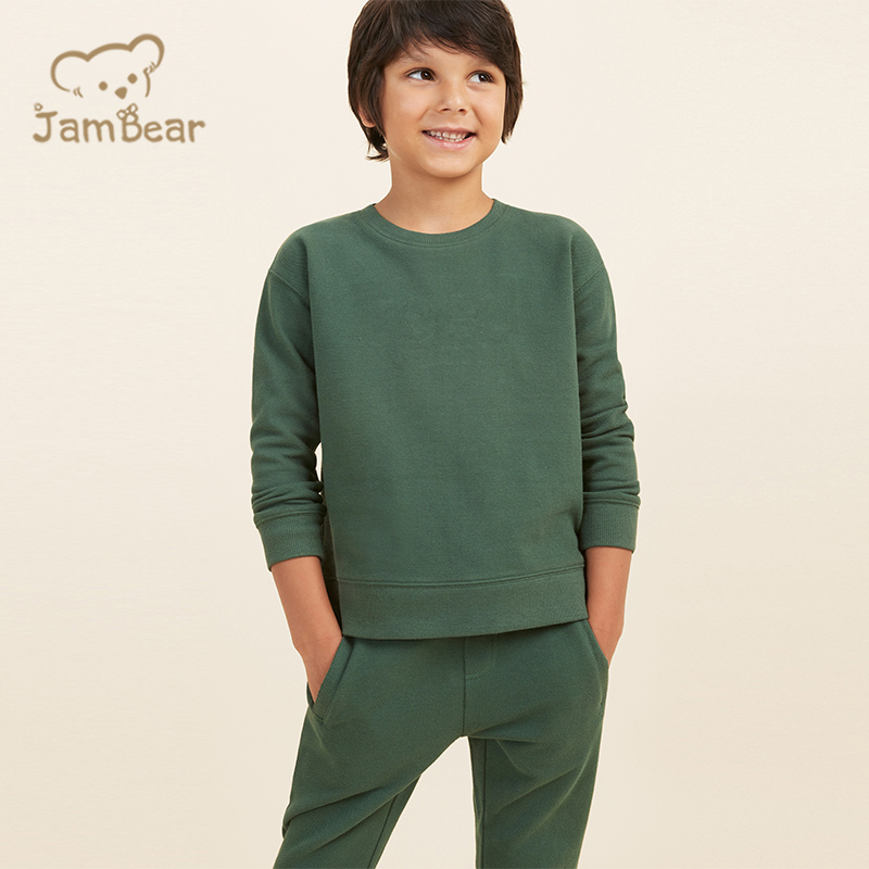 Sustainable children sweatshirt and jogger pant 100% organic cotton terry kids sweat and pant eco friendly kids jogger set