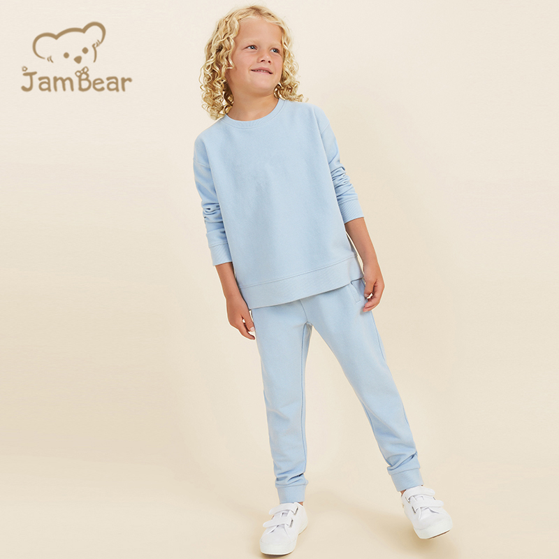 Sustainable children sweatshirt and jogger pant 100% organic cotton terry kids sweat and pant eco friendly kids jogger set