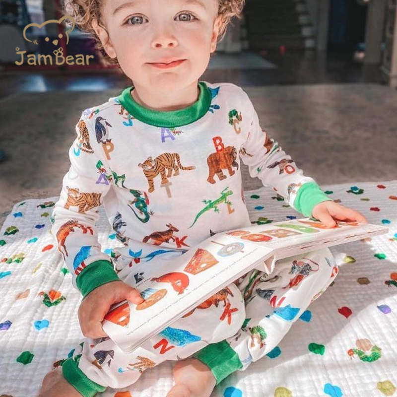 JamBear organic cotton pajama children Loungewear Eco-friendly baby sleepwear toddler pyjamas sleepwear for kids boys