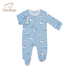 JamBear Modal Magnetic Footie magnet baby onesie organic baby clothes magnetic toddle footie magnetic custom Modal Button Romper
