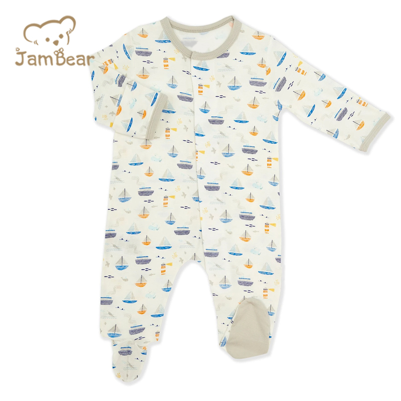 JamBear organic baby clothes magnetic toddle footie Modal Footie Romper Modal Magnetic Footie magnet baby onesie