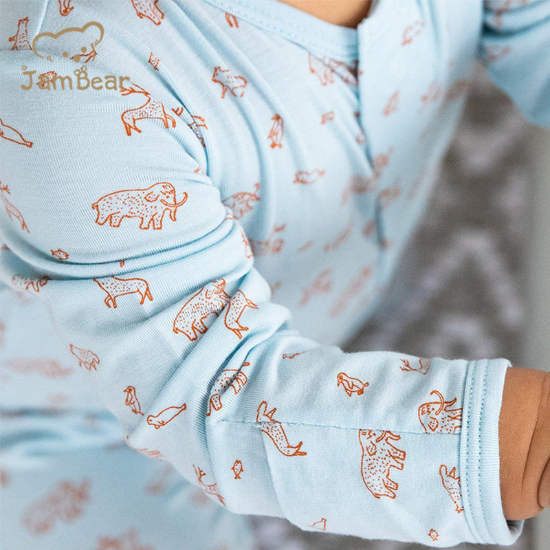 JamBear Modal Magnetic Footie magnet baby onesie organic baby clothes magnetic toddle footie magnetic custom Modal Button Romper