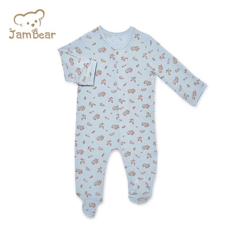 JamBear Modal Magnetic Footie magnet baby onesie organic baby clothes magnetic toddle footie magnetic custom Modal Button Romper