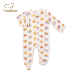 JamBear Modal Magnetic Footie magnet baby onesie organic baby clothes magnetic toddle footie magnetic custom Modal Button Romper