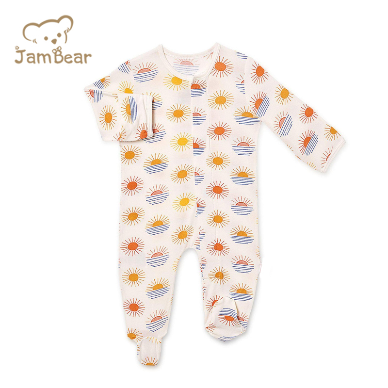 JamBear Modal Magnetic Footie magnet baby onesie organic baby clothes magnetic toddle footie magnetic custom Modal Button Romper
